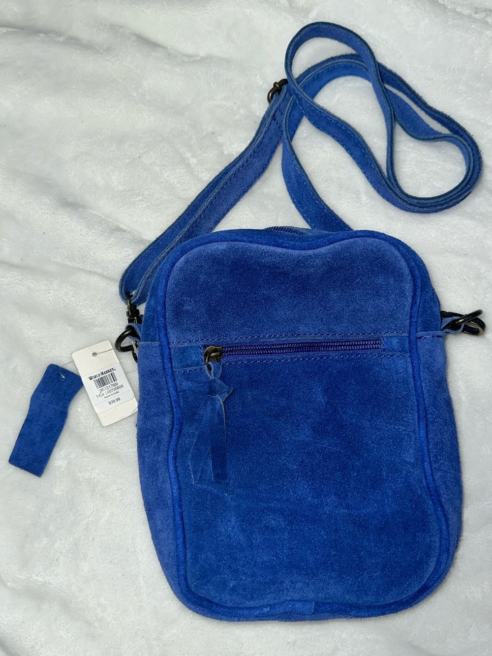 Cobalt Blue Suede Crossbody Bag - Picture 2 of 10